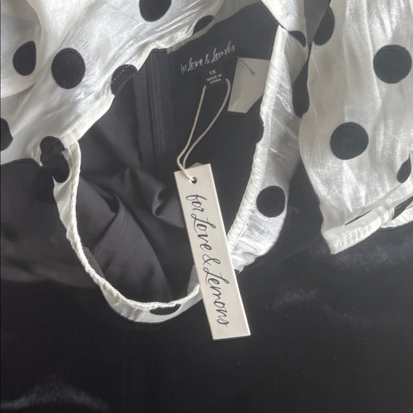 For Love And Lemons Black Dress with White Polka Dot Sleeves - Picture 4 of 4